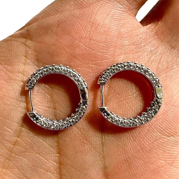 Trending CZ Hoop Earrings | Sterling Silver 925 Sparkle Huggies | Dainty - Picture 5 of 10